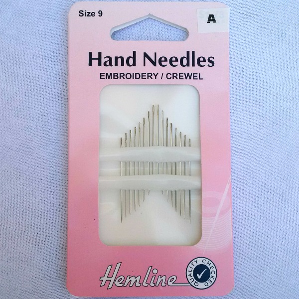 Size 9 Crewel/Embroidery Hand Sewing Needles - Pack of 16 | Textiles Direct