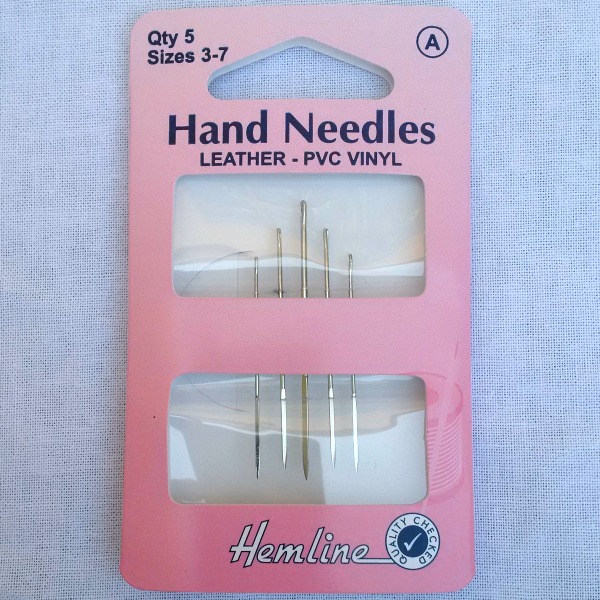 Sizes 3 - 7 Leather & PVC Hand Sewing Needles - Pack of 5 | Textiles Direct