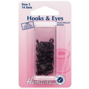 Hook & Straight Eyes Set - Size 1 - 144 Sets/Pack - Black