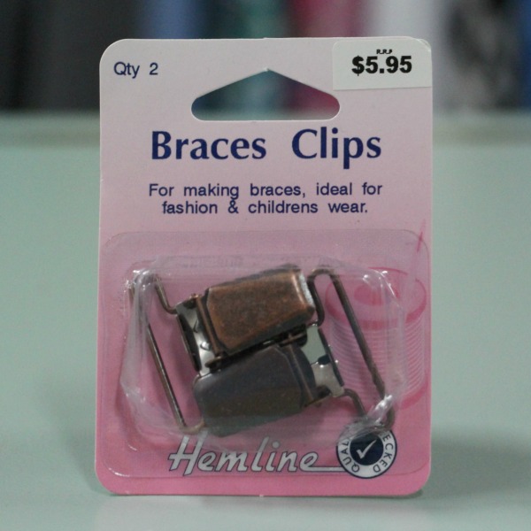 Hemline Braces Clips. 30mm. Bronze. 1 Pair.