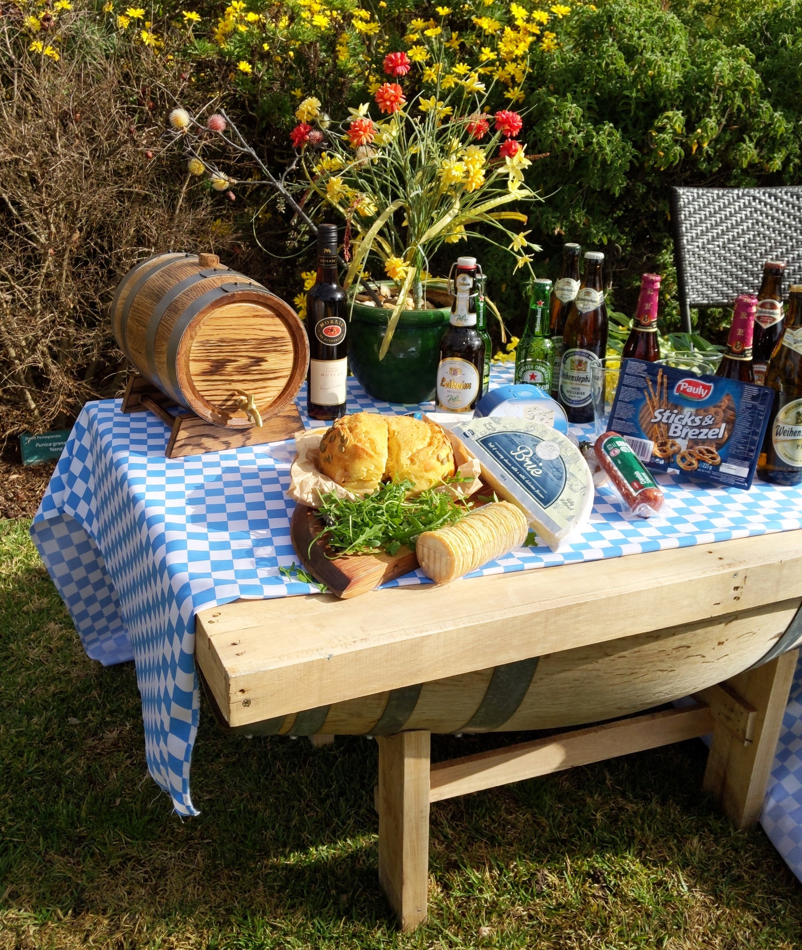 Oktoberfest themed party with the have 100% Cotton printed Drill in sky blue and white.